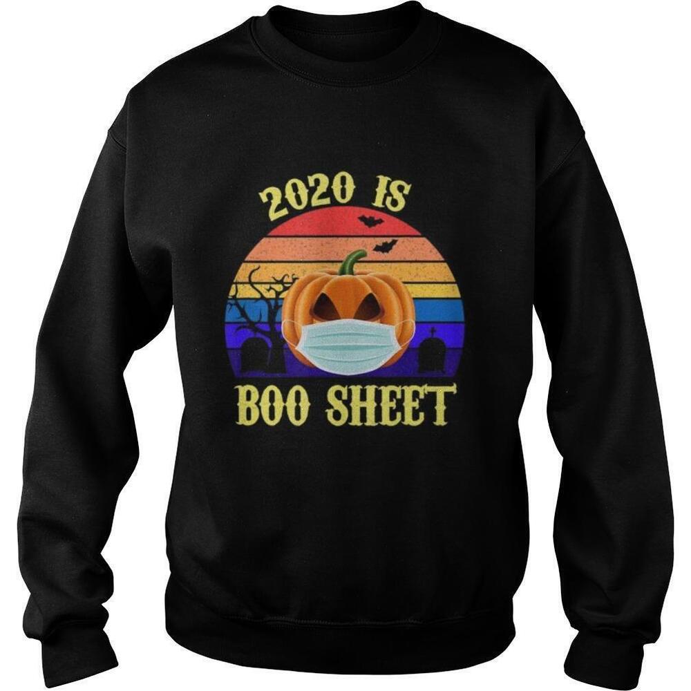 2020 Is Boo Sheet Retro Halloween Pumpkin Wearing A Mask Sweatshirt
